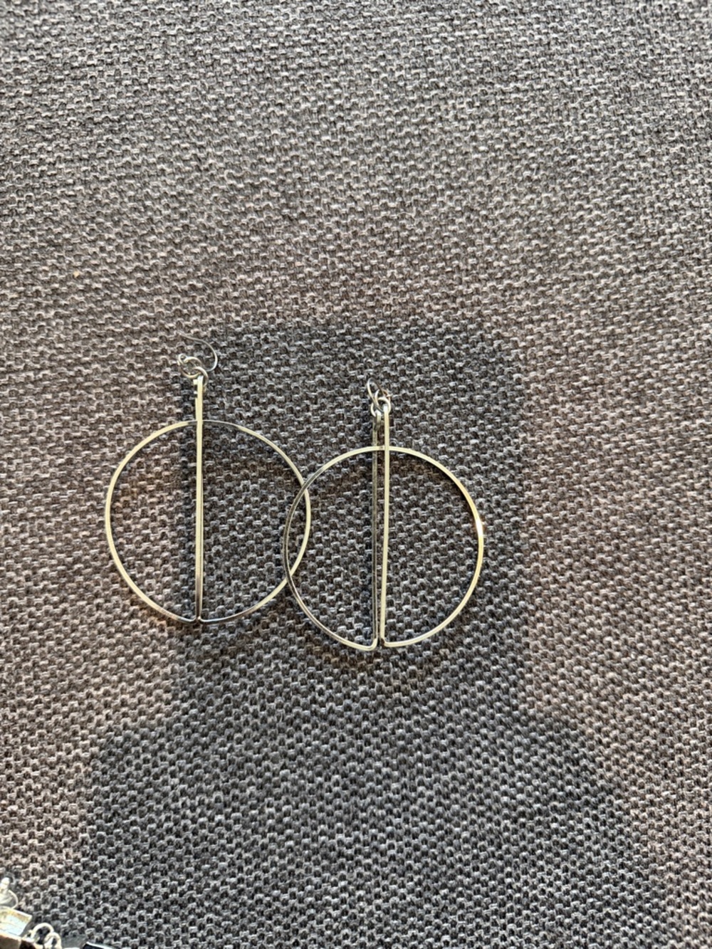 Minimalist Geometric Hoop Drop Earrings - silver
